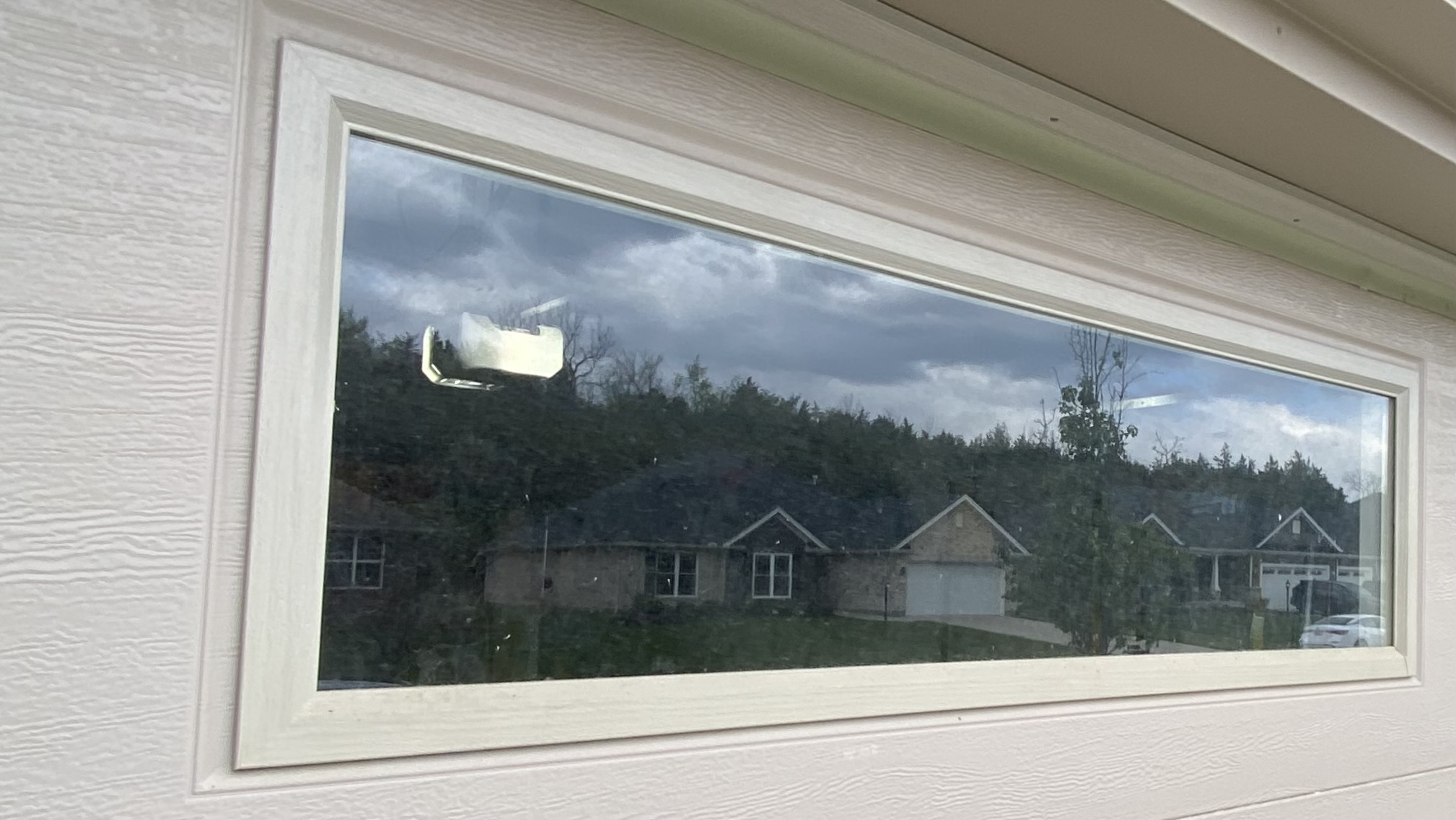 Transom window before cleaning