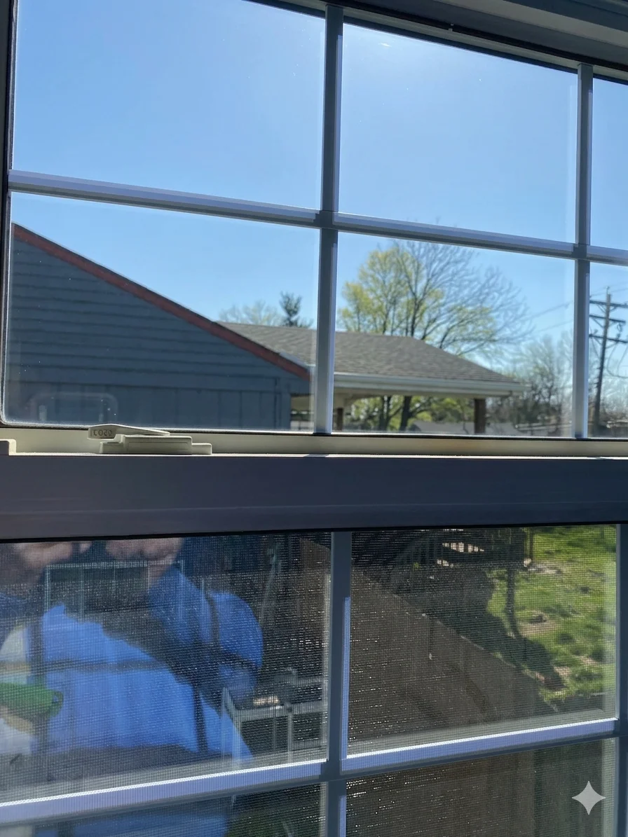 After: buildup removed from residential glass in Franklin, Ohio
