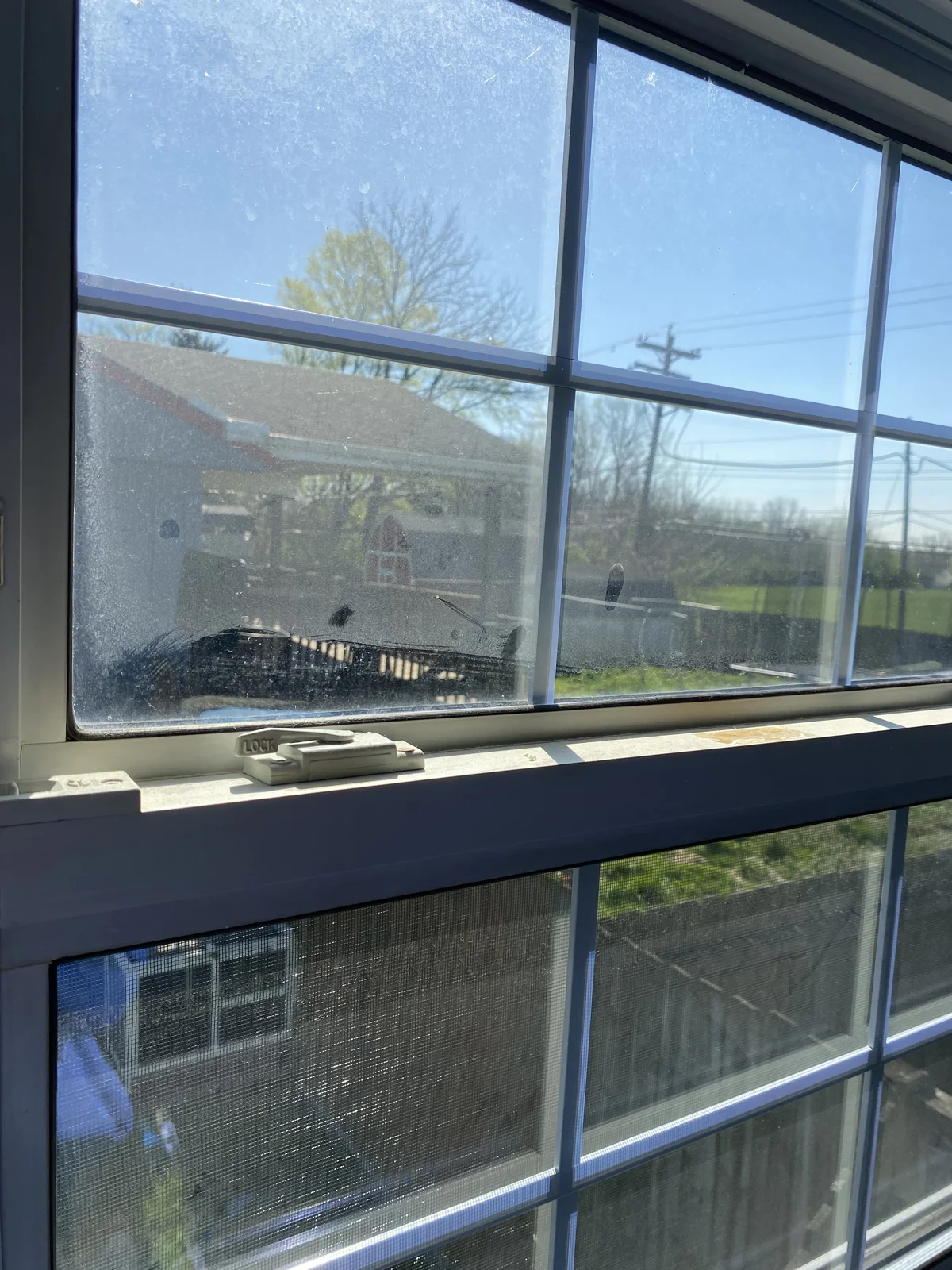 Before: dirty residential glass before window cleaning in Franklin