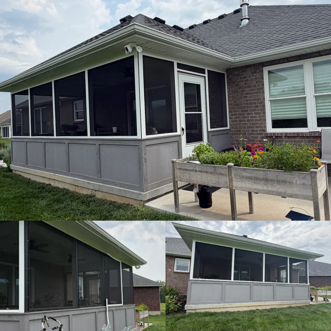 Completed screened patio rescreening project in Springboro, Ohio
