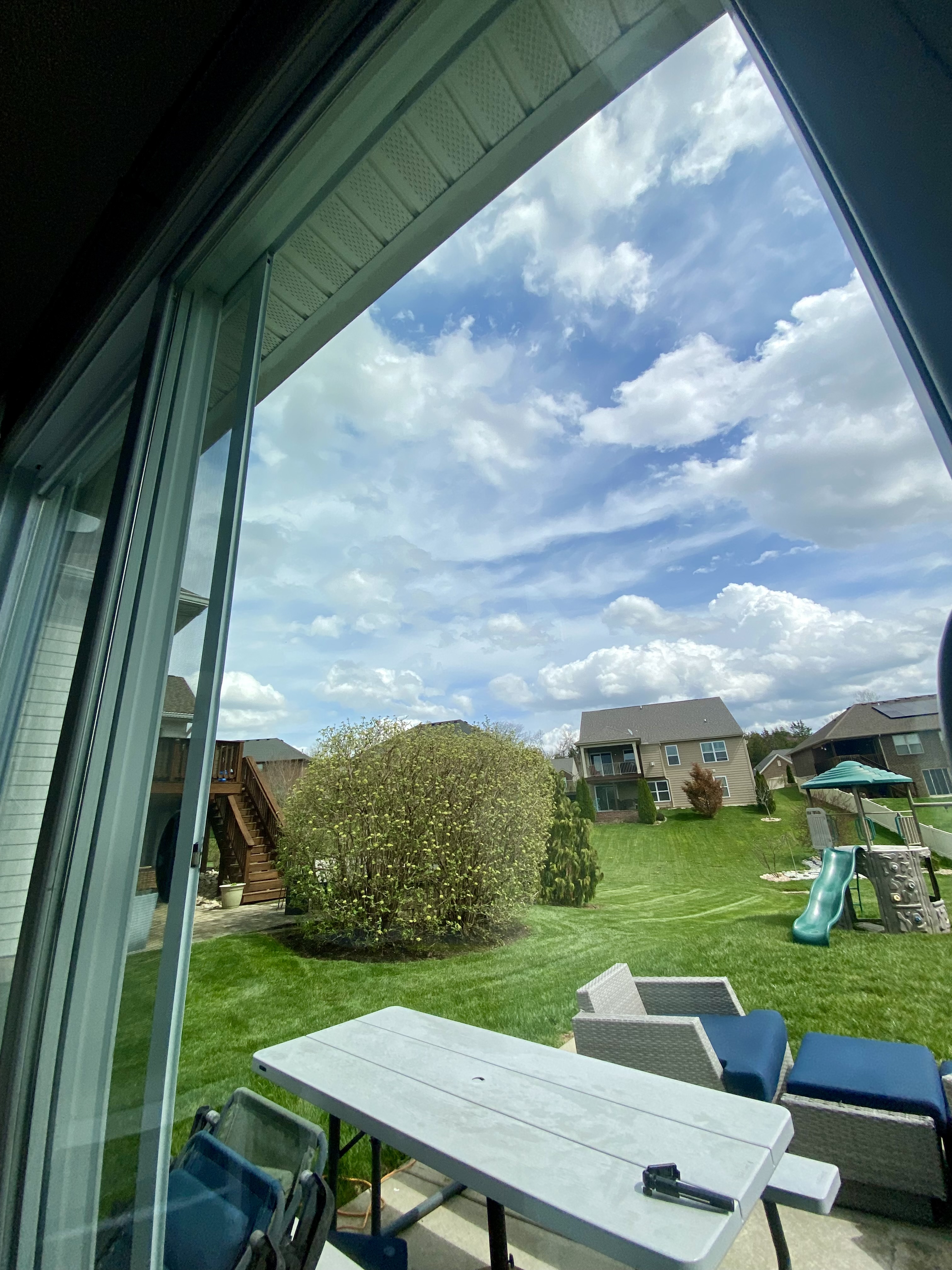 After window cleaning — streak-free sliding glass door at a Springboro, OH home